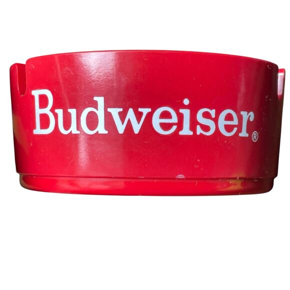 Vintage Budweiser Beer Ashtray Red Plastic 1980s Bar Bud Advertisement American - Picture 7 of 16